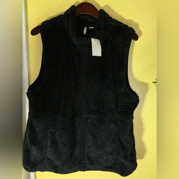 Actine Ladies Vest Black w/Silver Metallic Threads Size XL - Picture 5 of 8